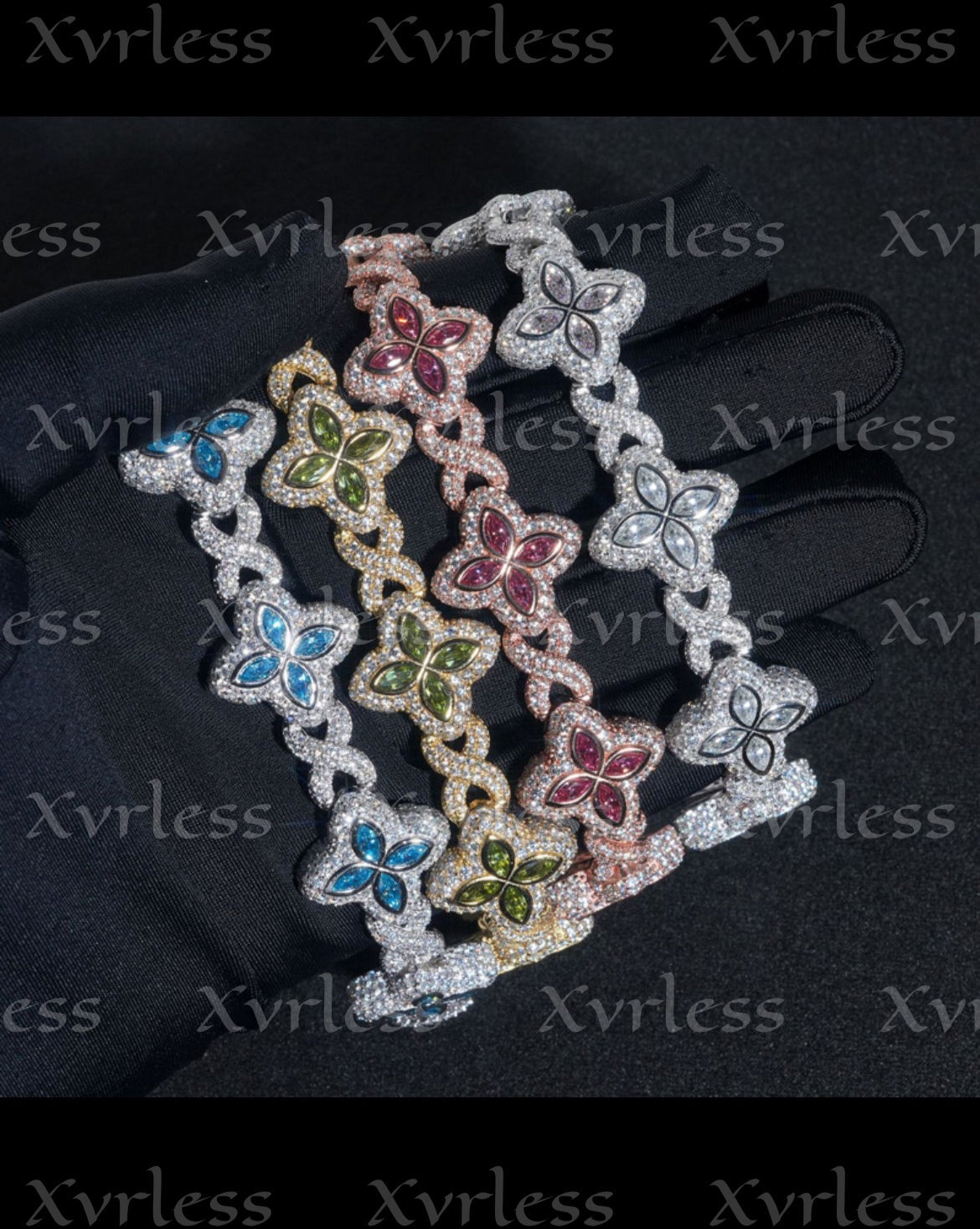 Luxurious Designer VVS Moissanite Clover Cuban Link Bracelet