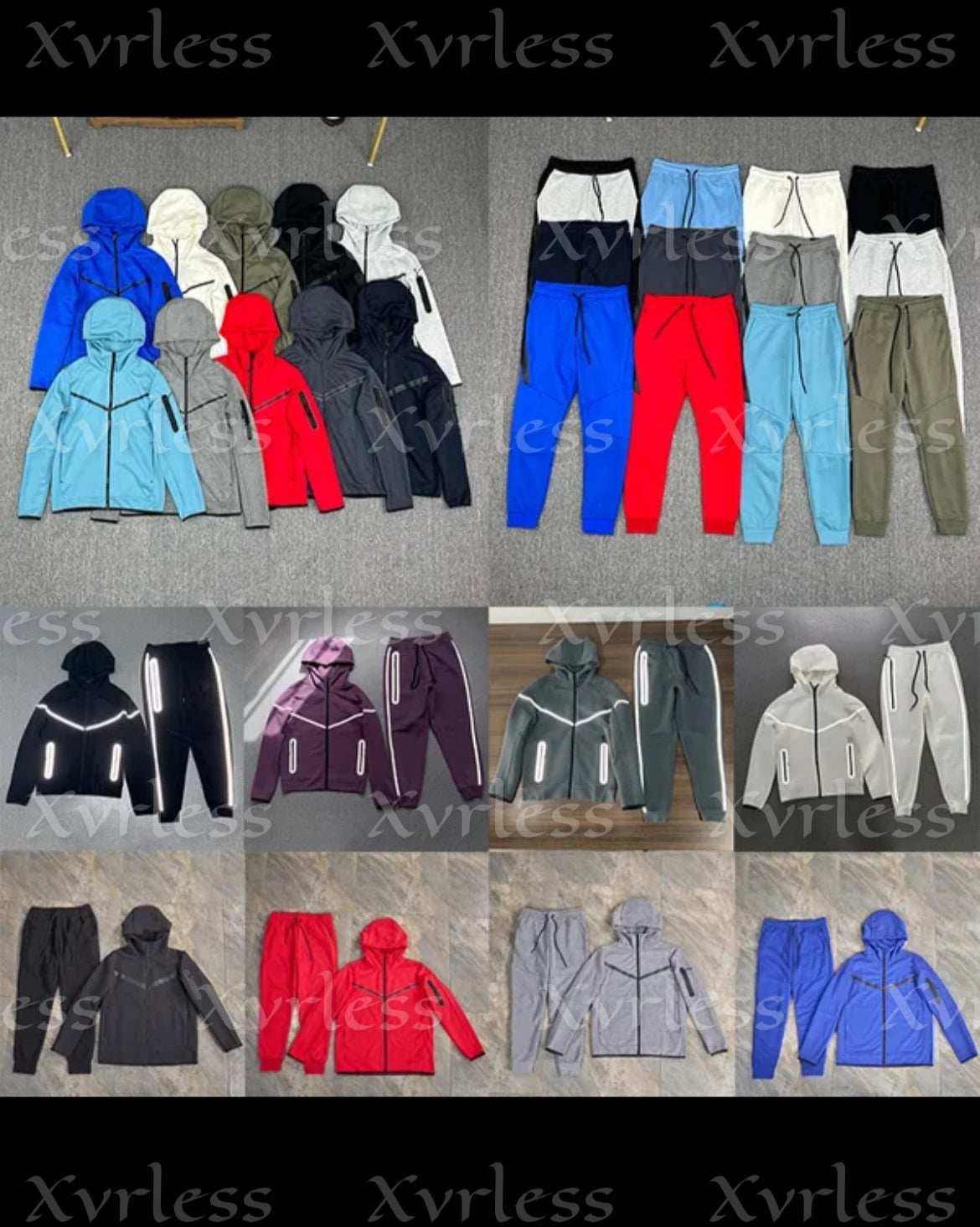 Men/Women Designer Nike Tech Tracksuit Set Zipup/Pants